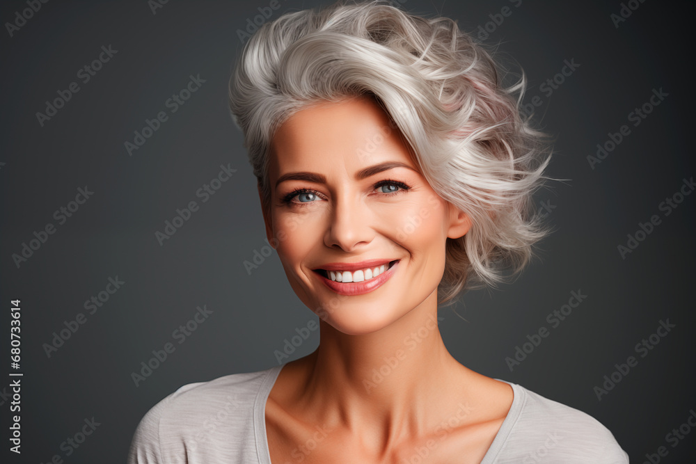 Mature woman face with smooth health skin for advertising design Mature woman face with smooth health skin for advertising design