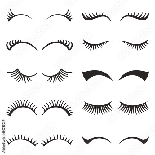 Eyelashes Set Isolated On White Background. Variety Of Lashes In Different Lengths And Styles, Enhancing Eyes