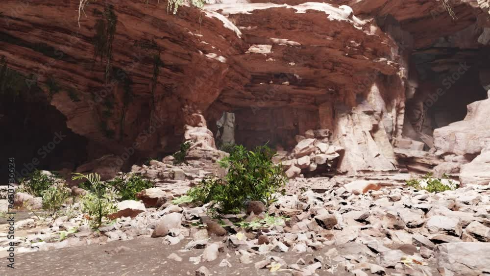A rocky area with rocks and plants growing out of it A rocky area with rocks and plants growing out of it