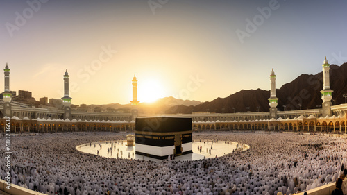 Color photo of Mecca. AI Generative.
