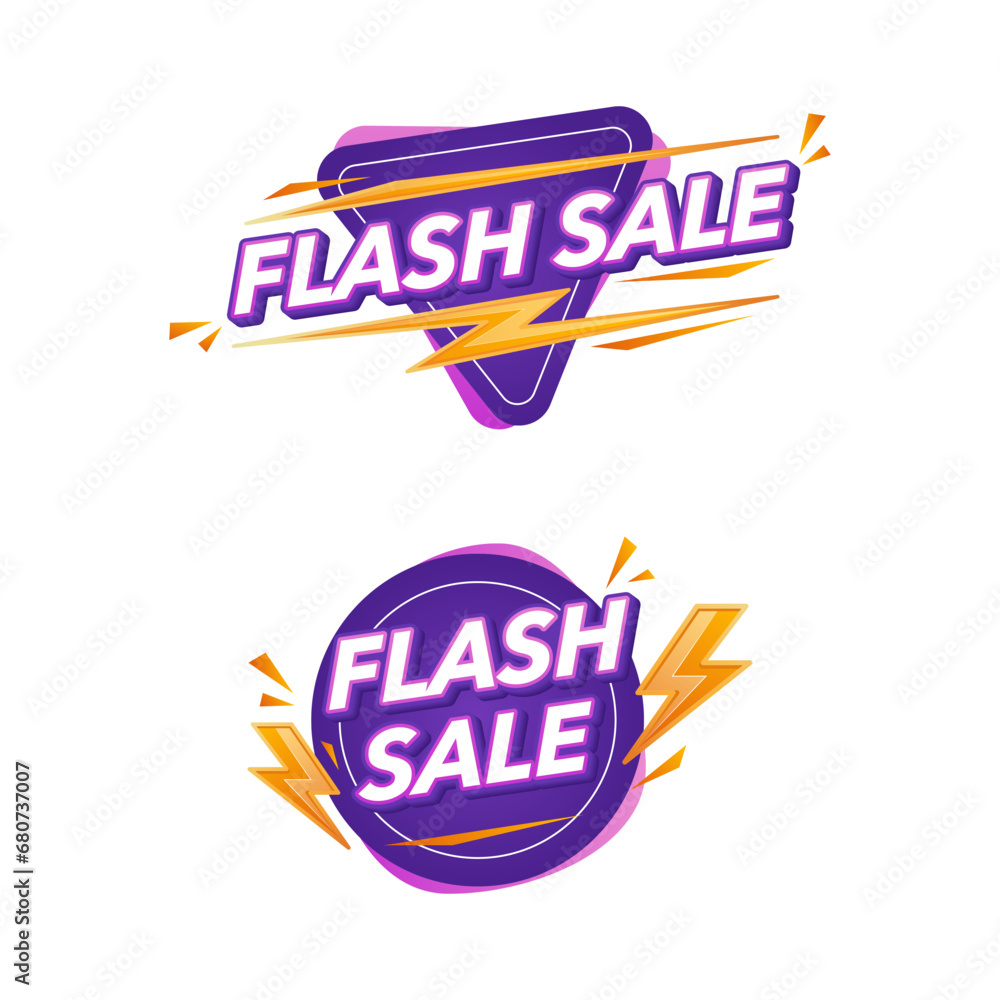 Set of Flash sale shopping text banner vector illustration collection