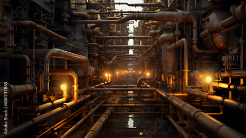 Vast underground network of steam pipes and utilities beneath city