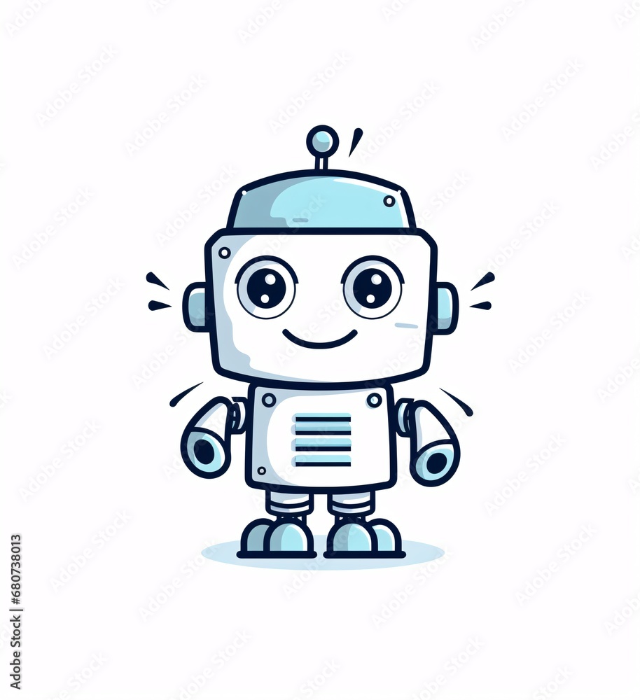 cartoon robot icon illustration on a white background charming character illustrations