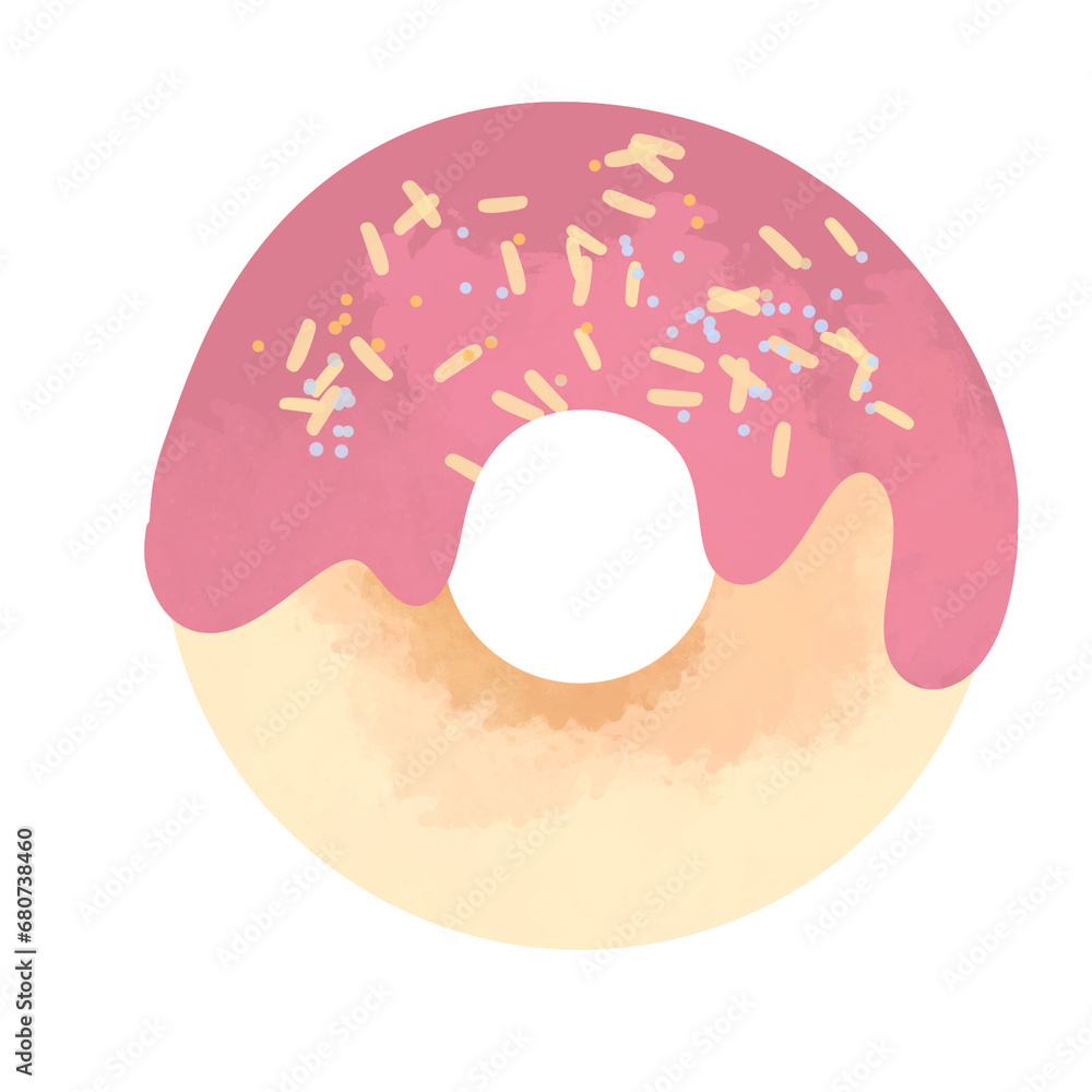 Fototapeta premium donut with pink icing and sprinkles