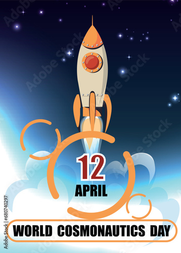 vector poster for cosmonautics day of April 12th