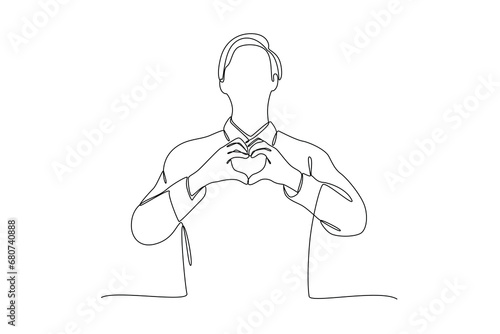 Continuous one line drawing Happy People give love and optimistic. Love concept. Doodle vector illustration.