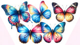 set of butterflies isolated