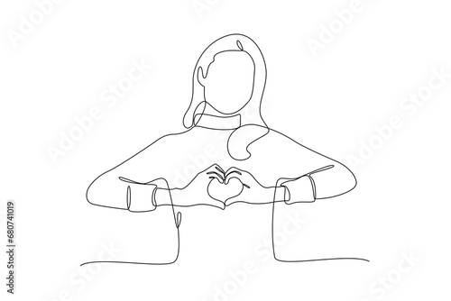 Continuous one line drawing Happy People give love and optimistic. Love concept. Doodle vector illustration.