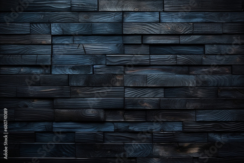 木材の黒色の壁の板パネルのテクスチャの背景画像 timber wood brown wall plank panel texture background Generative AI