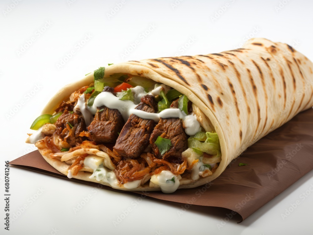 Doner kebab or shawarma isolated on white background Doner kebab or shawarma isolated on white background