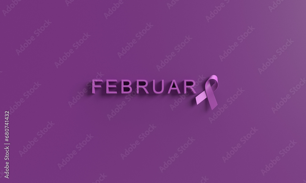 february ribbon bow sign symbol violet purple gradient background ...