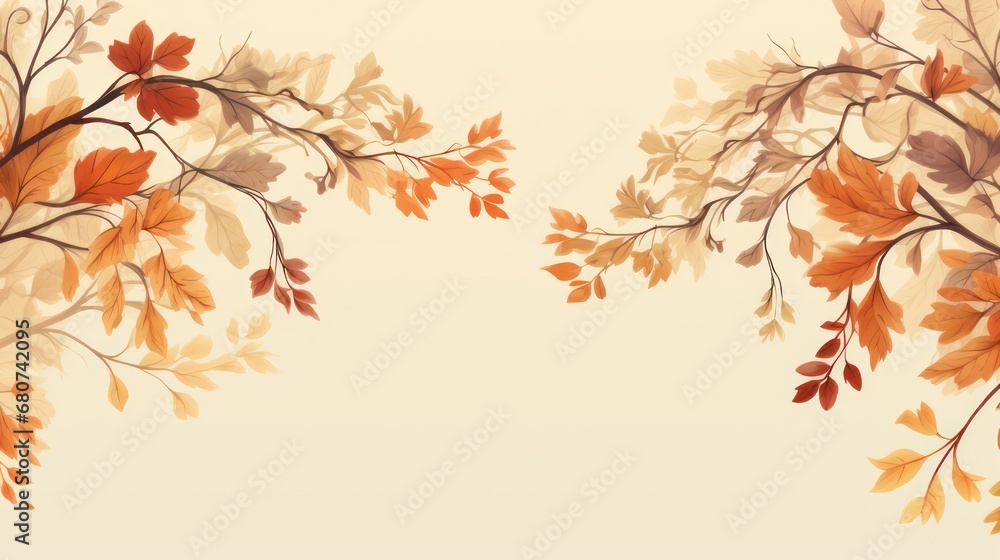 Pattern foliage botanical autumn theme. Plant leaf decoration background template.