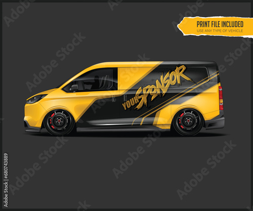 Racing truck wrap design vector. Graphic abstract stripe racing background kit designs for wrap vehicle