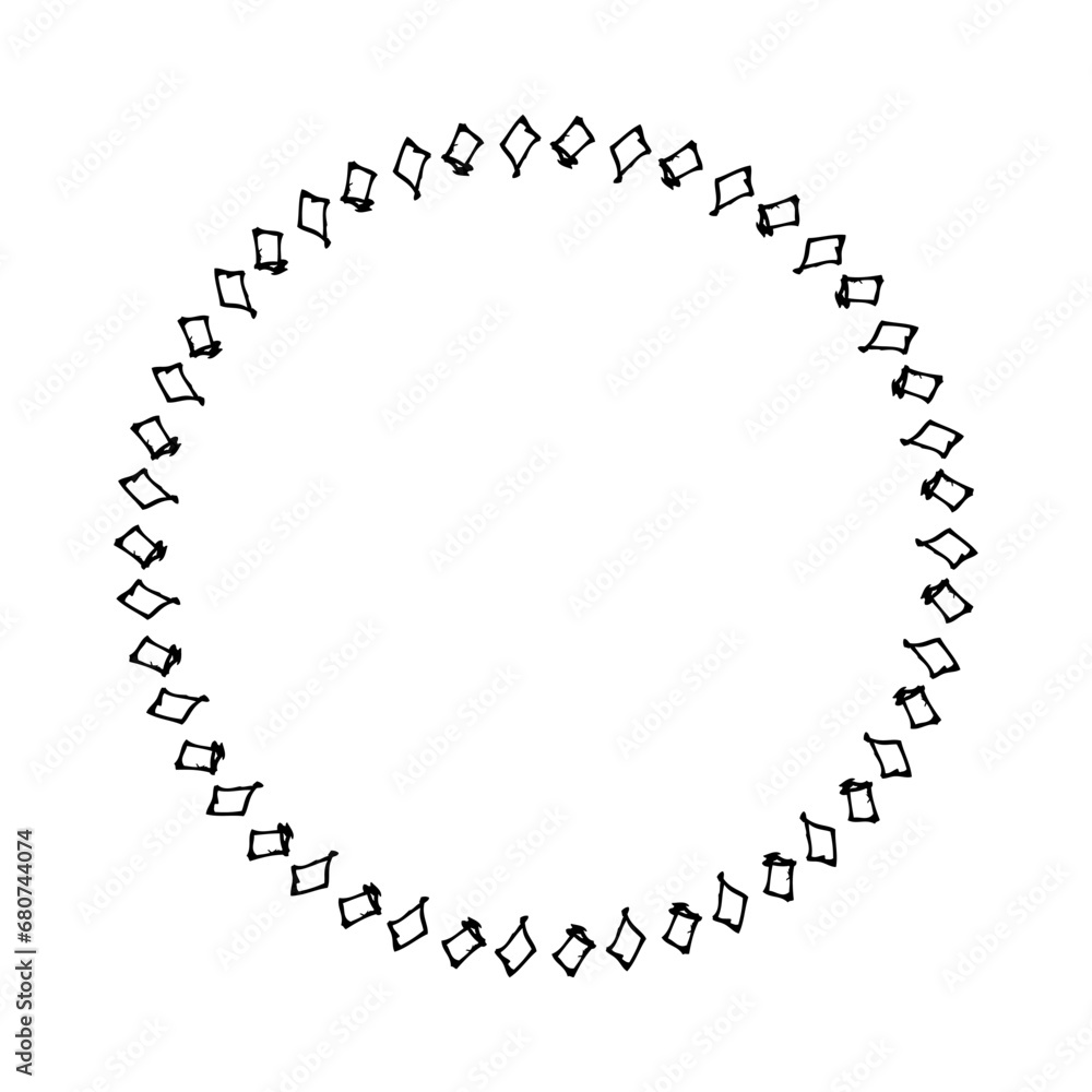 Fototapeta premium circle frame, hand draw sketch doodle at white
