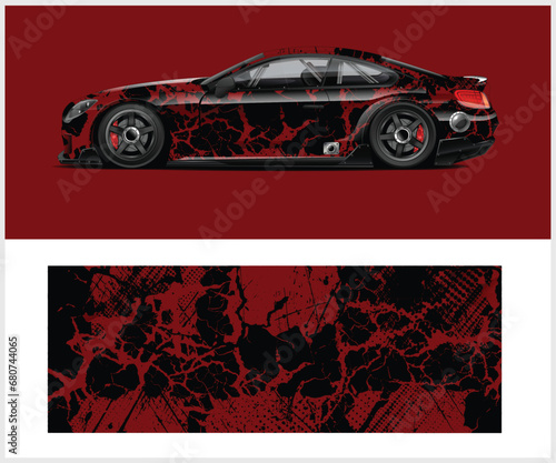 Racing truck wrap design vector. Graphic abstract stripe racing background kit designs for wrap vehicle