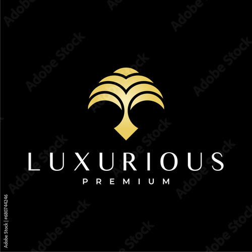 luxury banyan tree logo vector icon illustration