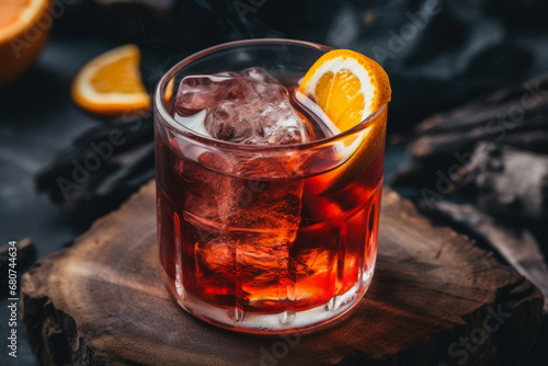 Negroni, A classic Italian aperitif made with equal parts gin, Campari, and sweet vermouth, typically served with an orange slice