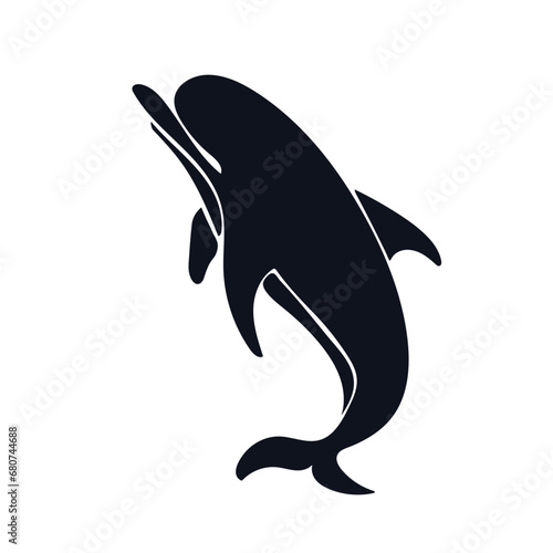 Silhouette  stencil of a marine mammal dolphin. Vector graphics.