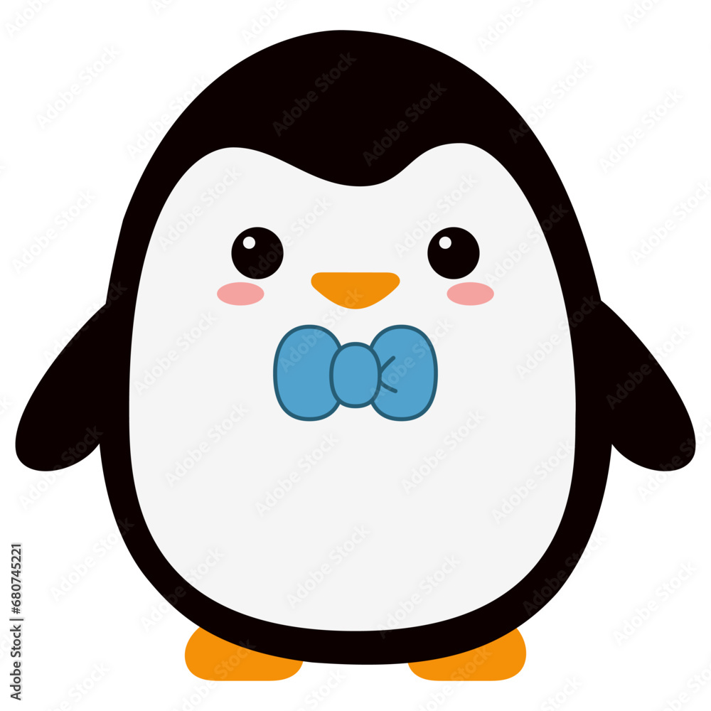 Obraz premium Cute cartoon penguin isolated on a white background.