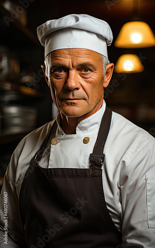 Portrait of a male chef in a professional kitchen 