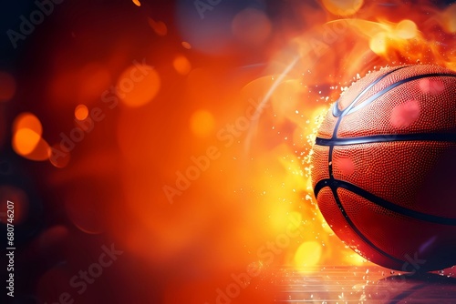 basketball on fire background