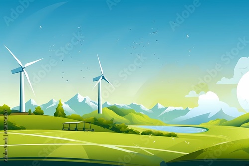 wind turbines in the field, renewable energy