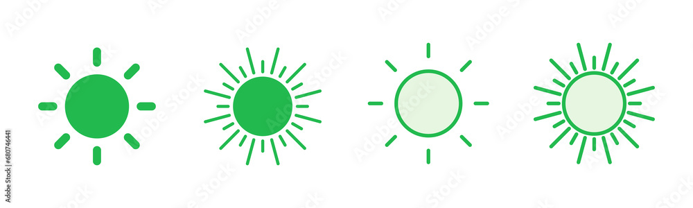 Sun icon set. Brightness Icon vector Sun icon set. Brightness Icon vector