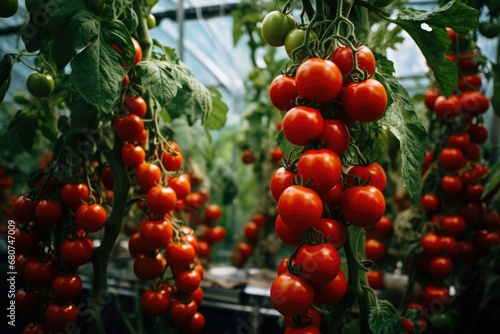 Luscious Tomato Paradise: Step into a paradise of luscious tomatoes, the greenhouse showcasing the art of cultivating these succulent delights
