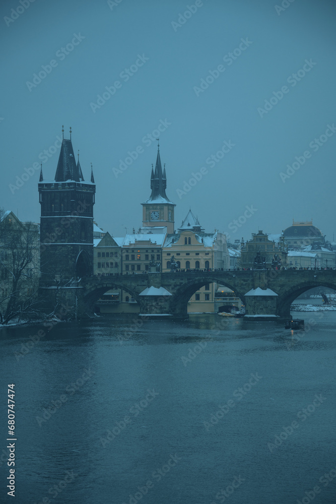 landscape in winter in Prague, Czech Republic