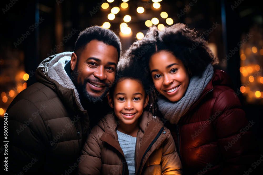 A happy family of father and mother with their little daughter together in the streets. A happy family of father and mother with their little daughter together in the streets.