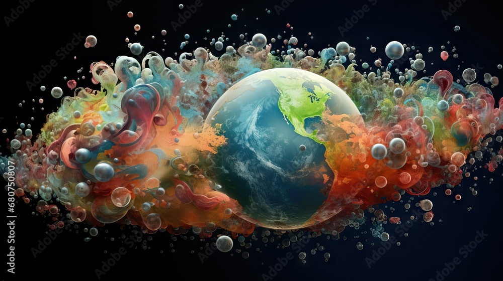 planet earth, bacteria art -- 