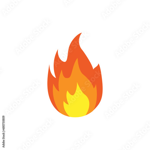 Vector red fire icon isolated on white background.