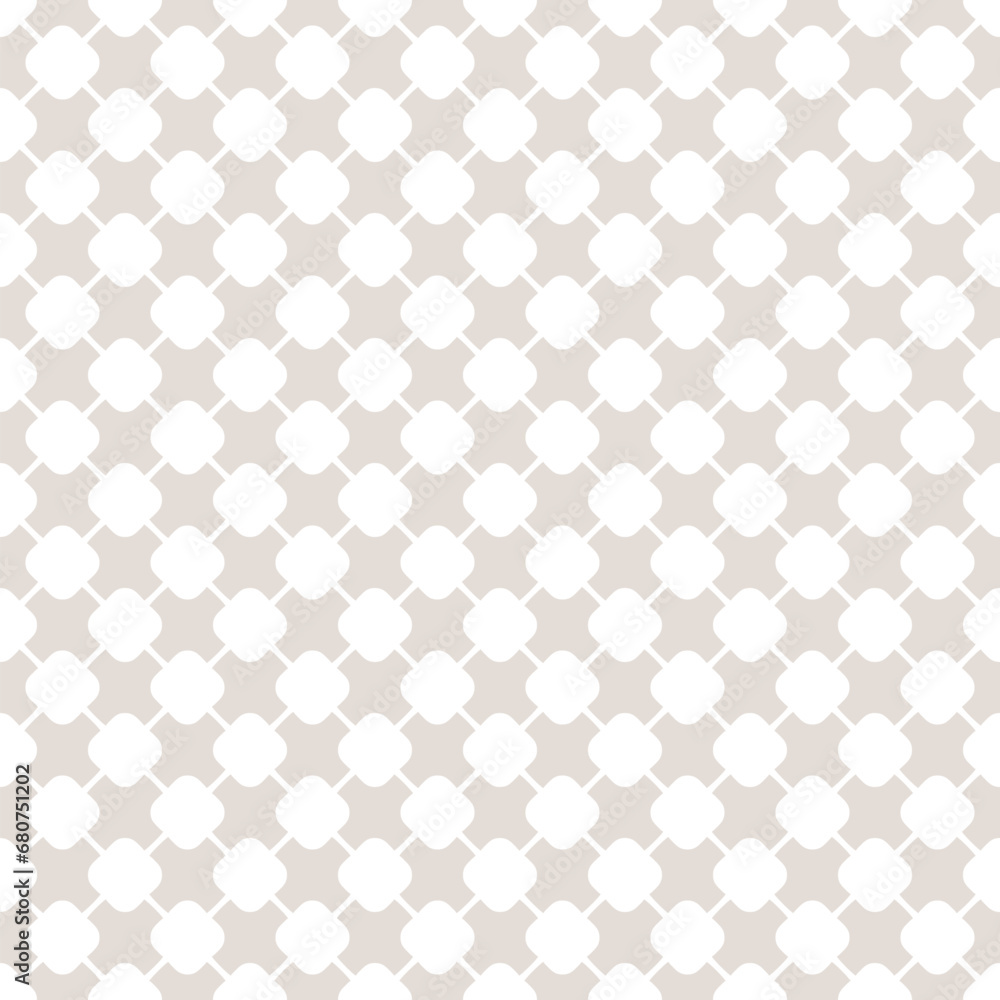 Vector seamless geometric pattern with minimalist design. Simple abstract nodes and grid lines. Beige and white minimal background, modern repeat texture ornament for elegant decor, wallpaper, print