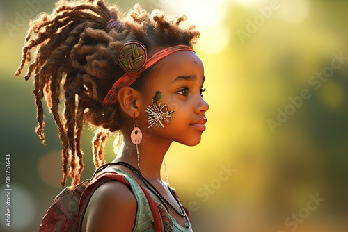 Afro pigtail girl portrait
