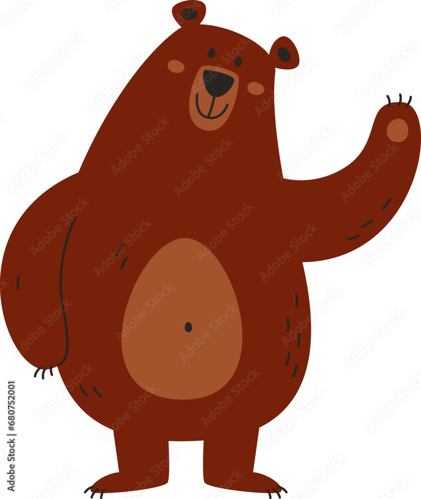 Fototapeta premium Bear Animal Waving