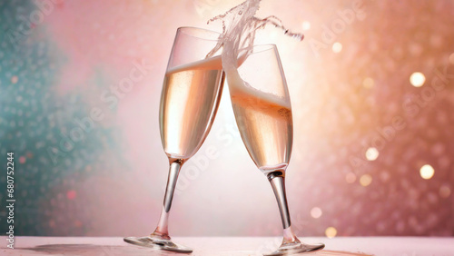 Nowy rok, kieliszki z szampanem. Generative AI
