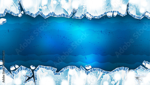 Realistic Horizontal Ice Cracks As a Winter Background