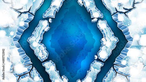 Rhombus Shaped Ice Cracks As a Winter Background