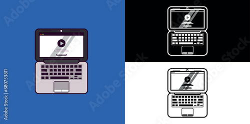 Claasic laptop flat style. Perfect for technology store, technology developer, technology review blog or vlog chanel, technology fans or community, etc.