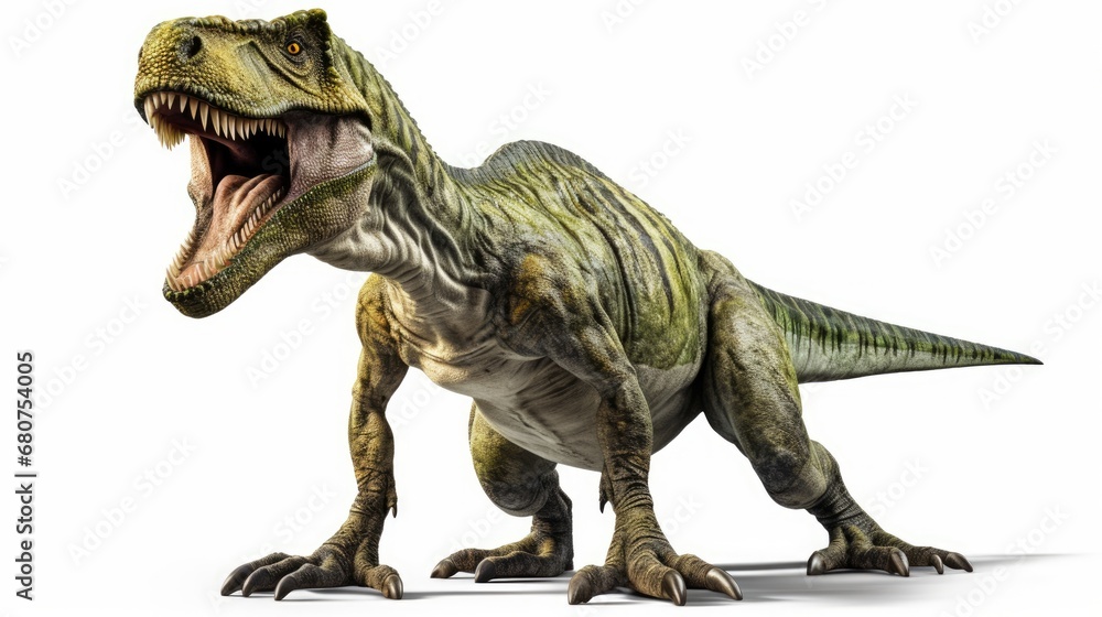 Obraz premium Dinosaur isolated on white background for a palaeontology theme AI generated illustration