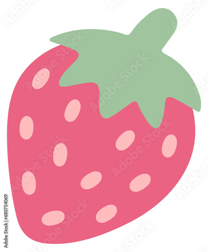 Garden strawberry fruit or strawberries flat color vector icon