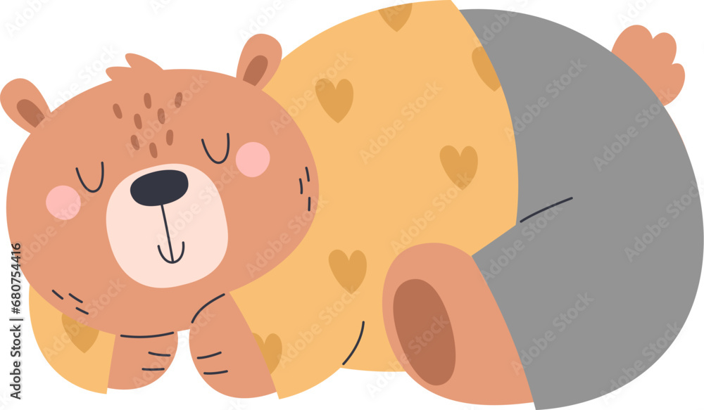 Fototapeta premium Bear In Pajama Sleeping