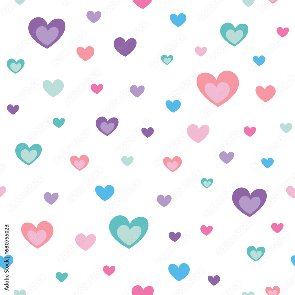 Seamless Pattern with Pastel Hearts