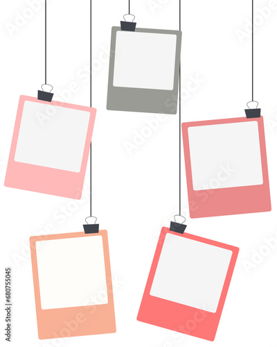 Hanging polaroid photography background for design vector