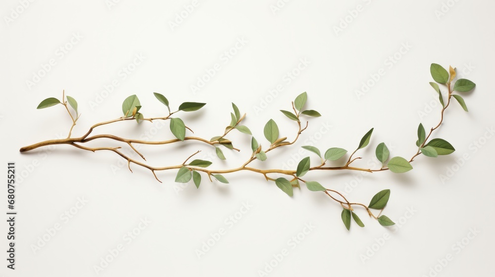 styled tree branch with leaves separated on a white background AI generated illustration styled tree branch with leaves separated on a white background AI generated illustration