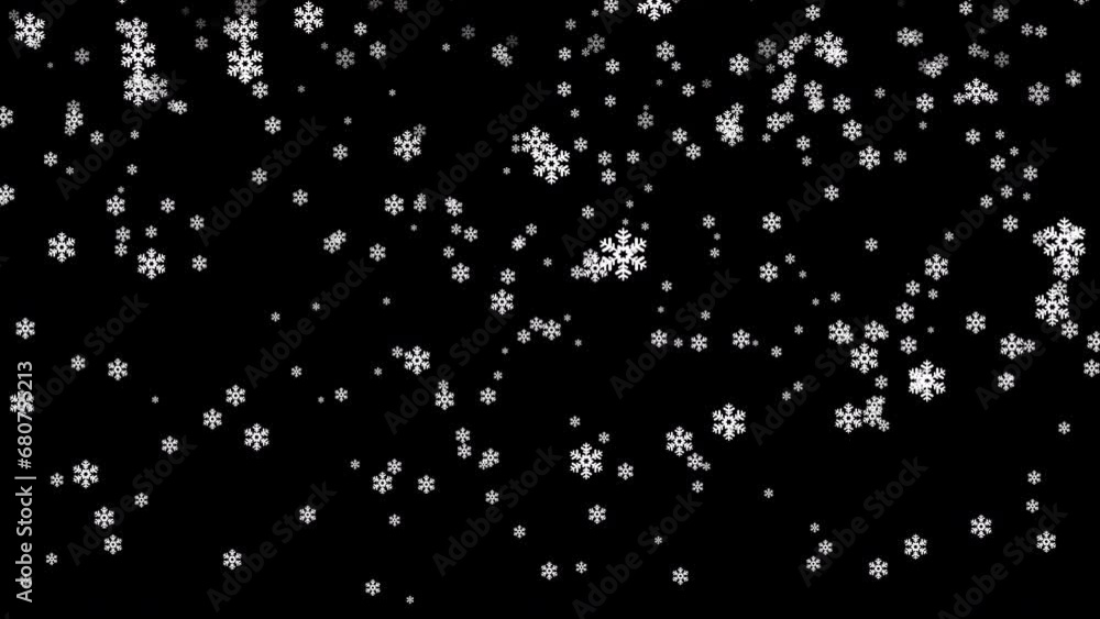 Snowfall isolated black background snow flakes falling slowly to ground for cold winter feeling, design element. Winter Snow. Snowfall isolated black background snow flakes falling slowly to ground for cold winter feeling, design element. Winter Snow.