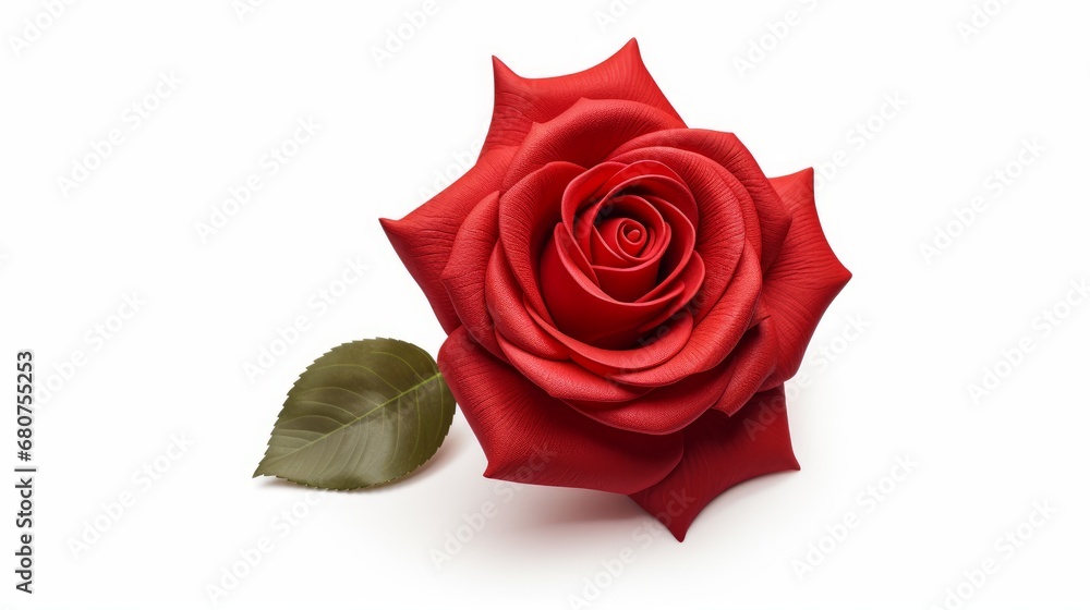 close-up of a styled red rose isolated on a white background AI generated illustration close-up of a styled red rose isolated on a white background AI generated illustration