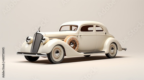 meticulously detailed  model of a vintage car posed on a blank white canvas  AI generated illustration