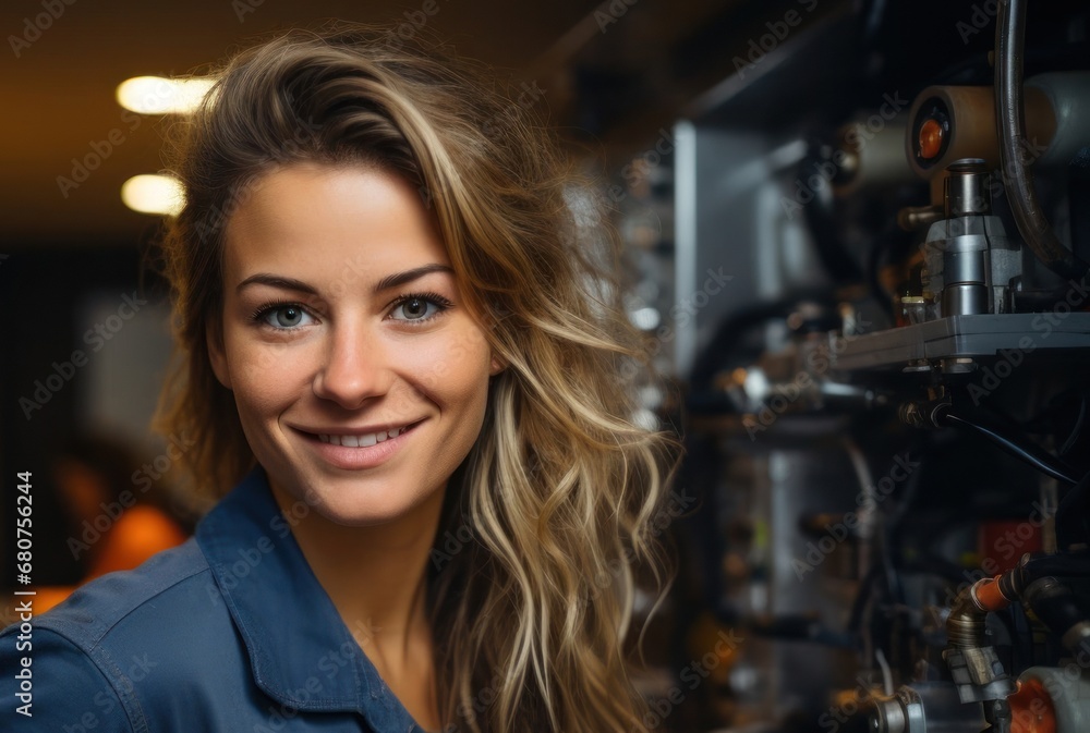 Caucasian Female Plumber Job Working Background Generative AI Caucasian Female Plumber Job Working Background Generative AI