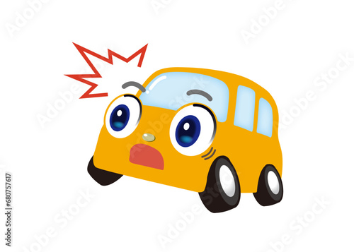 びっくりする、かわいいイエローの車